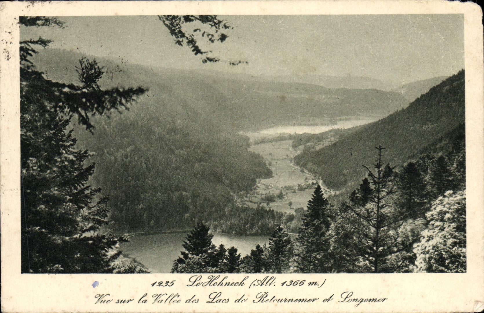 VINTAGE POSTCARD Hohneck Seen on the valley of the Lakes Retournemer and Longemer