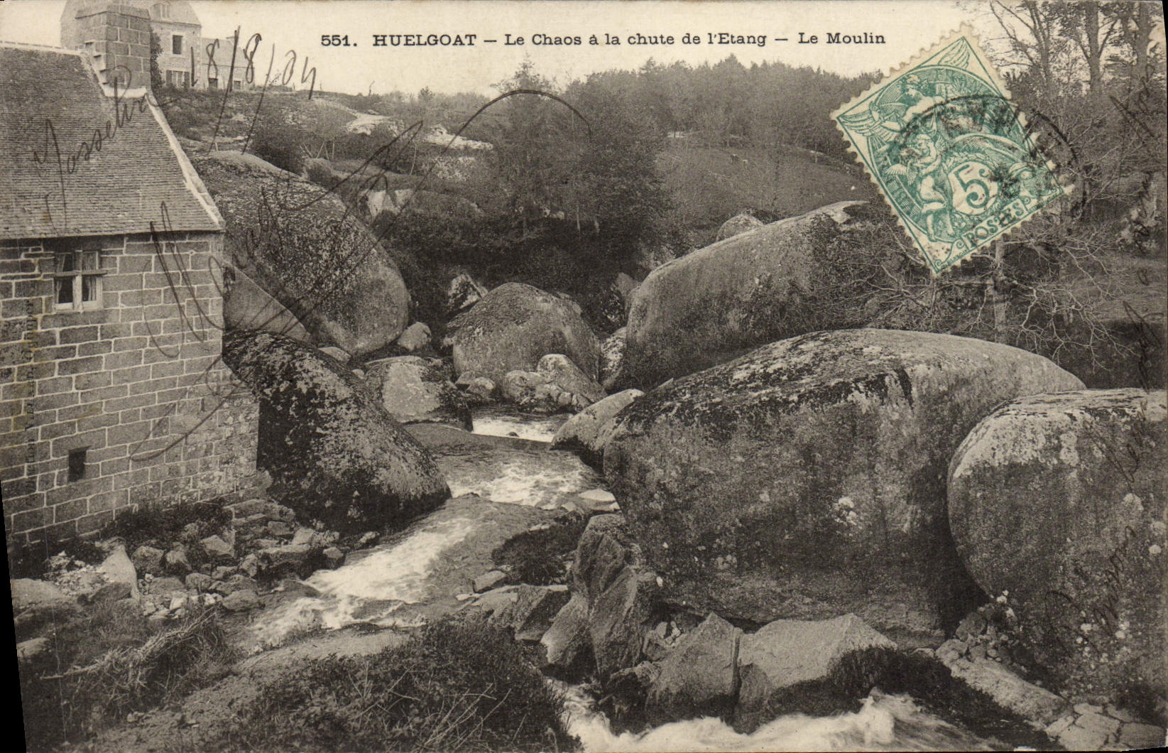 VINTAGE POSTCARD Huelgoat Chaos with Pond the mill