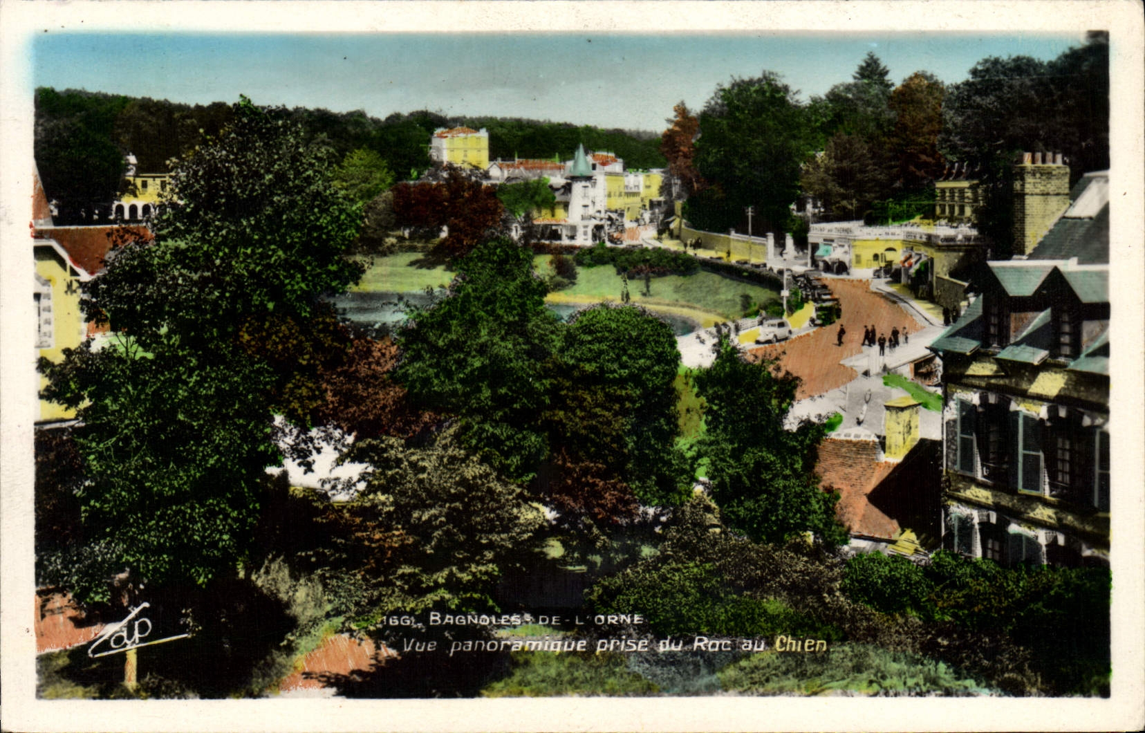 POSTAL de la VENDIMIA Bagnoles de la visión Orne panorámica llevada de la roca el perro