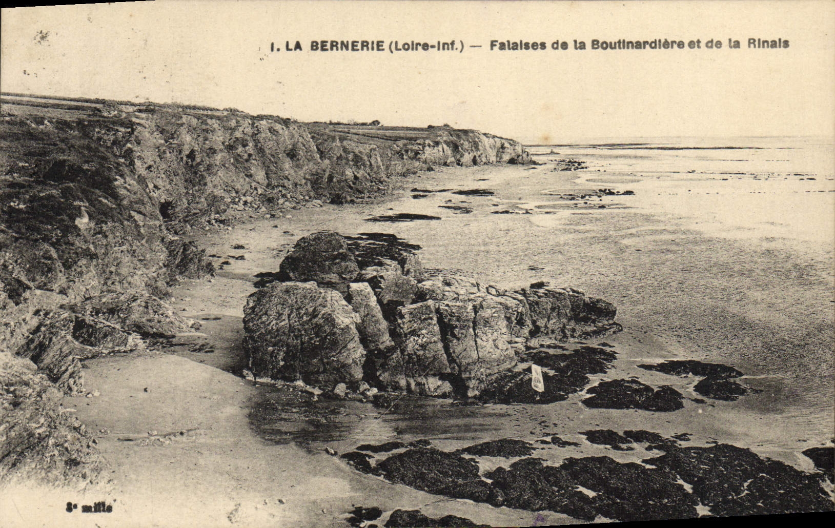 VINTAGE POSTCARD Bernerie Cliffs of Boutinardiere and Al Rinais