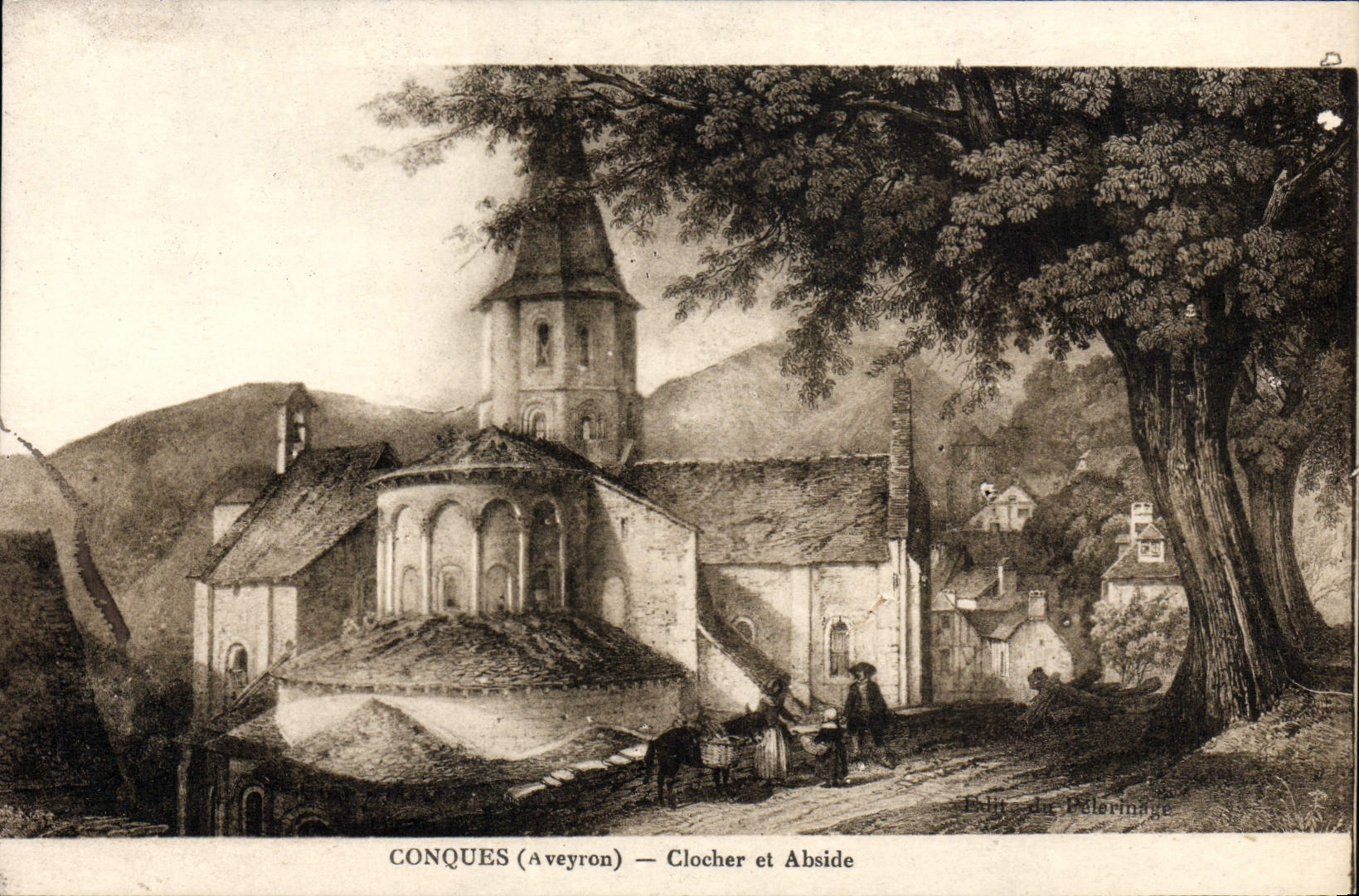 CPA Conques Clocher et Abside