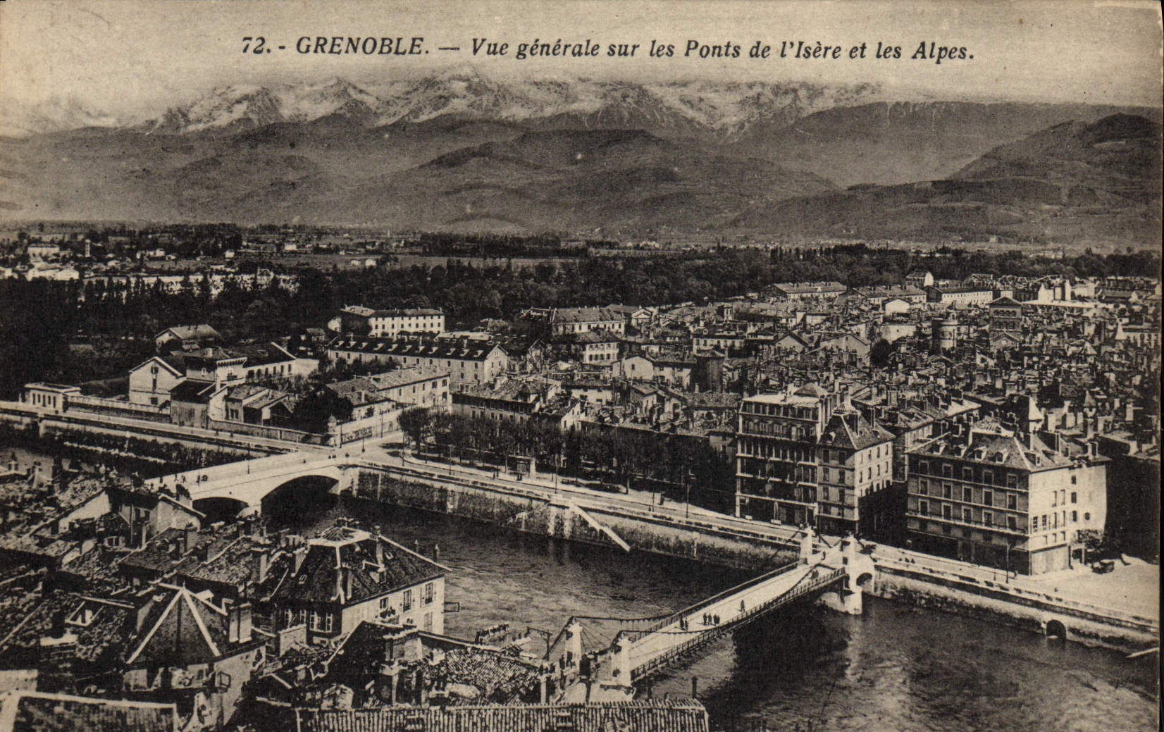 CPA Grenoble Vue Generale Sur Les Ponts de l'Isere et les Alpes
