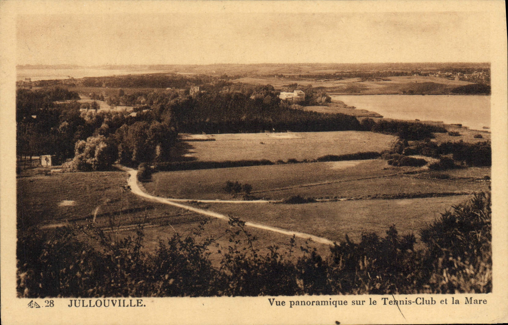 VINTAGE POSTCARD Jullouville Panoramic View On Tennis Club and the Pond