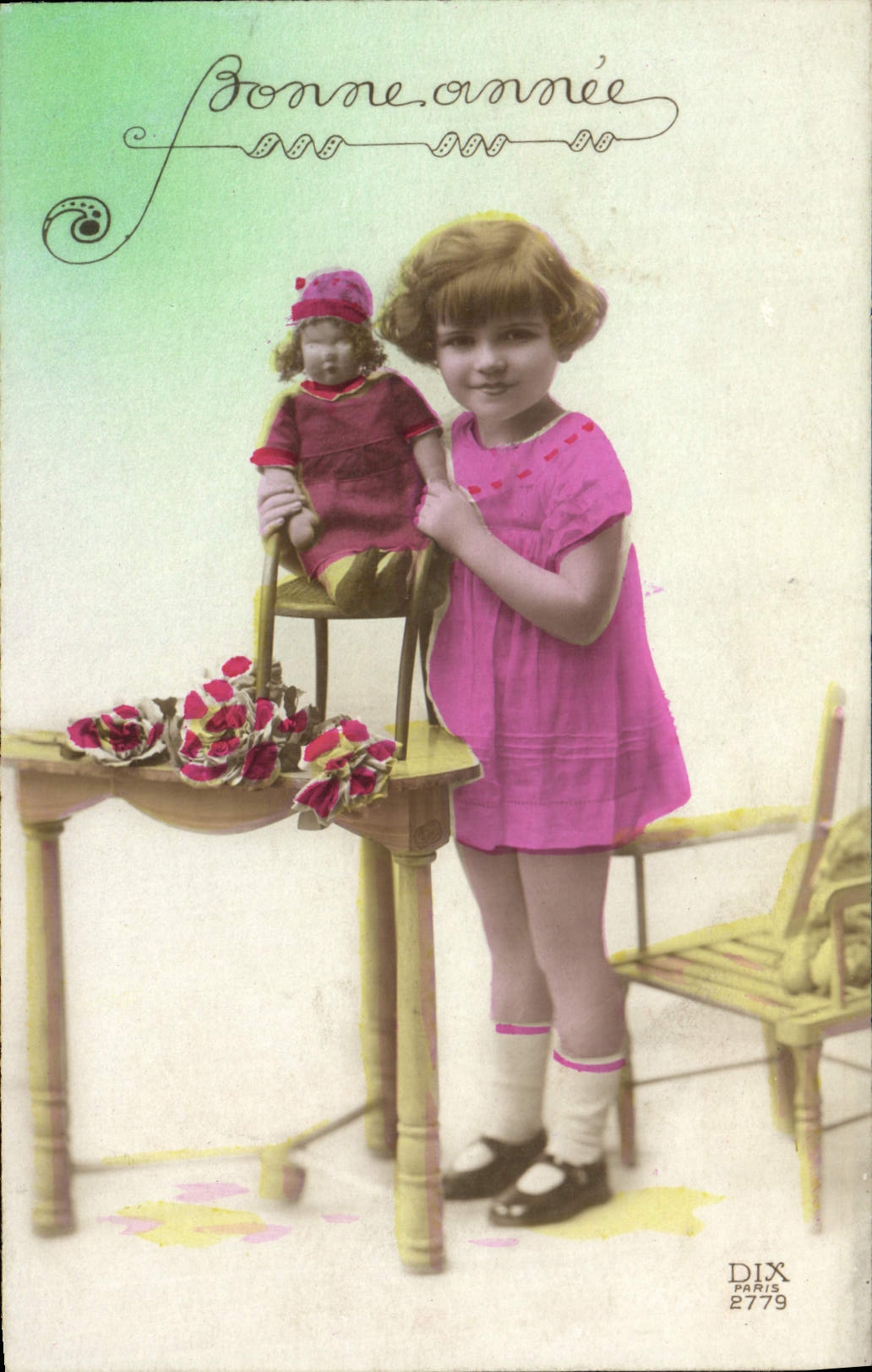 CPA Fantaisie Enfant Poupee Bonne Annee