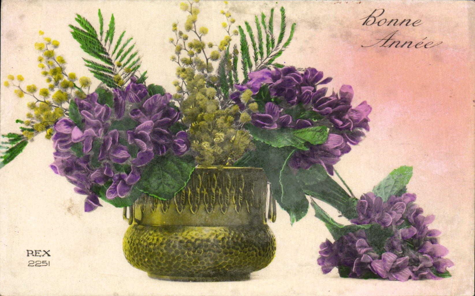 CPA Fantaisie Fleurs Bonne Annee