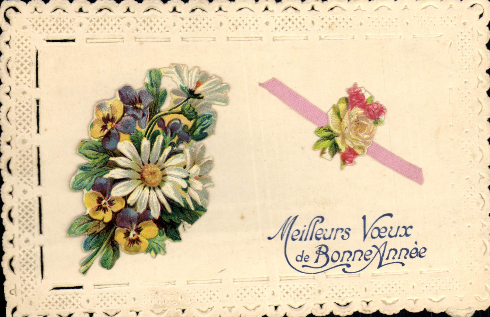 CPA Fantaisie Brodee Fleurs 