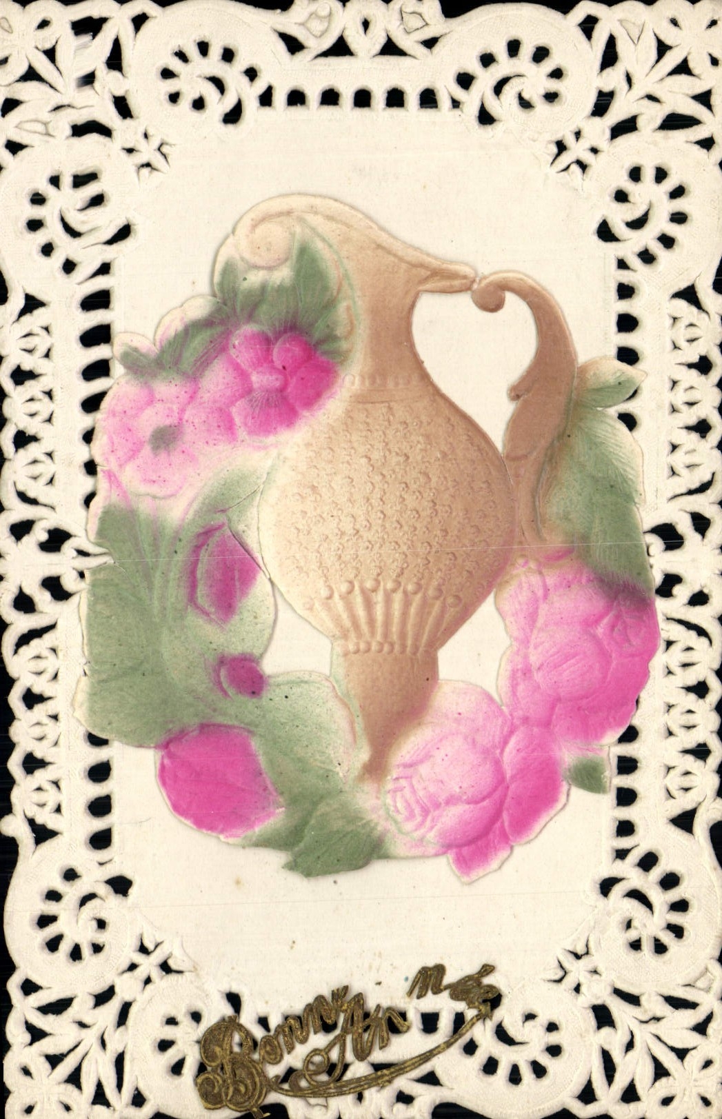 CPA Fantaisie Brodee Fleurs 