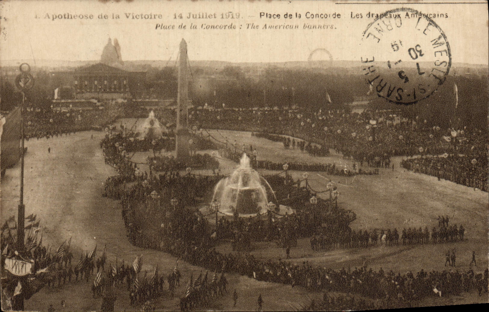 CPA Apotheose De La Victoire 14 juillet 1919 Place de la Concorde Les drapeaux allemands Militaria