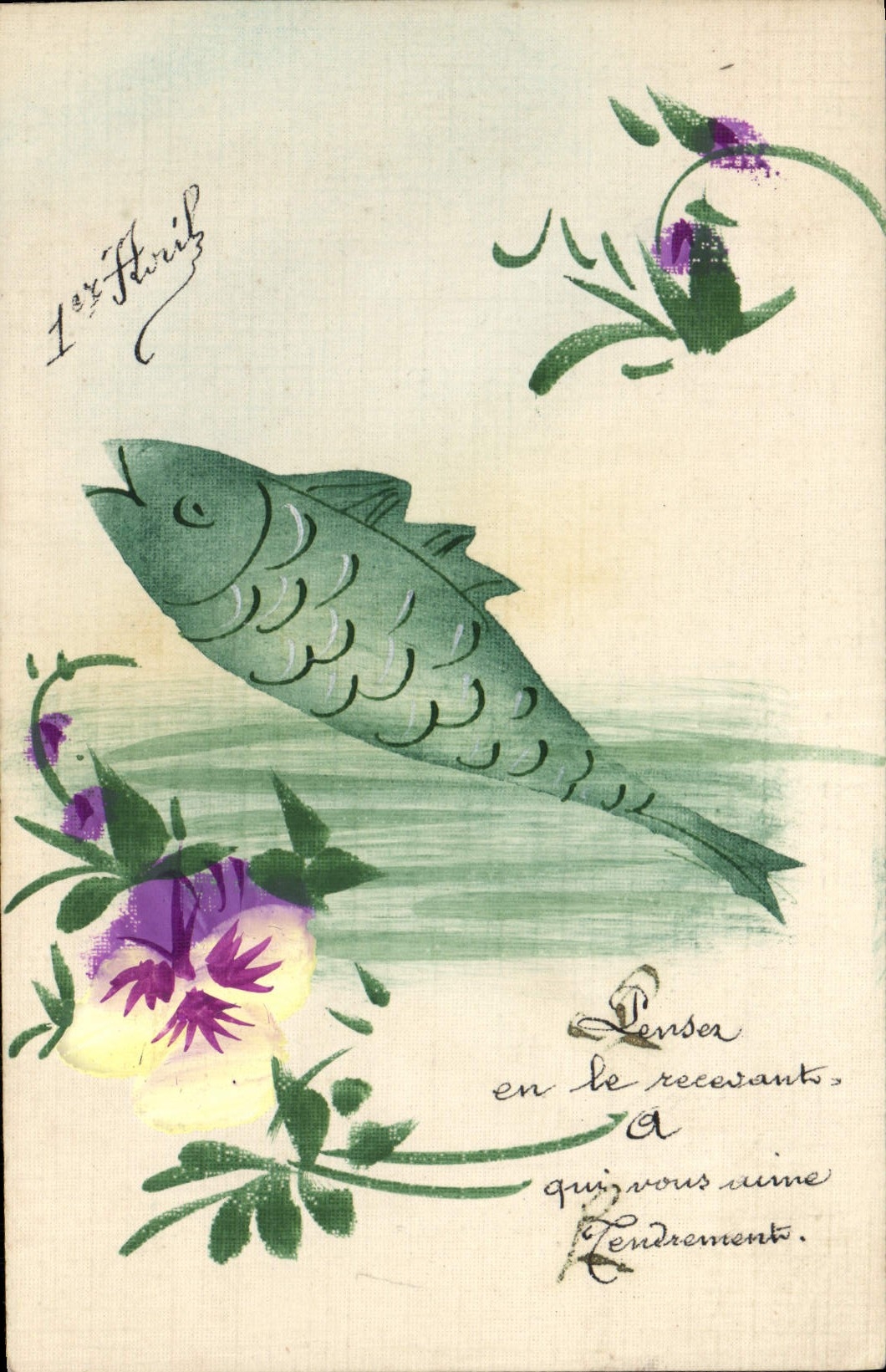 CPA Fantaisie Poisson 1er Avril