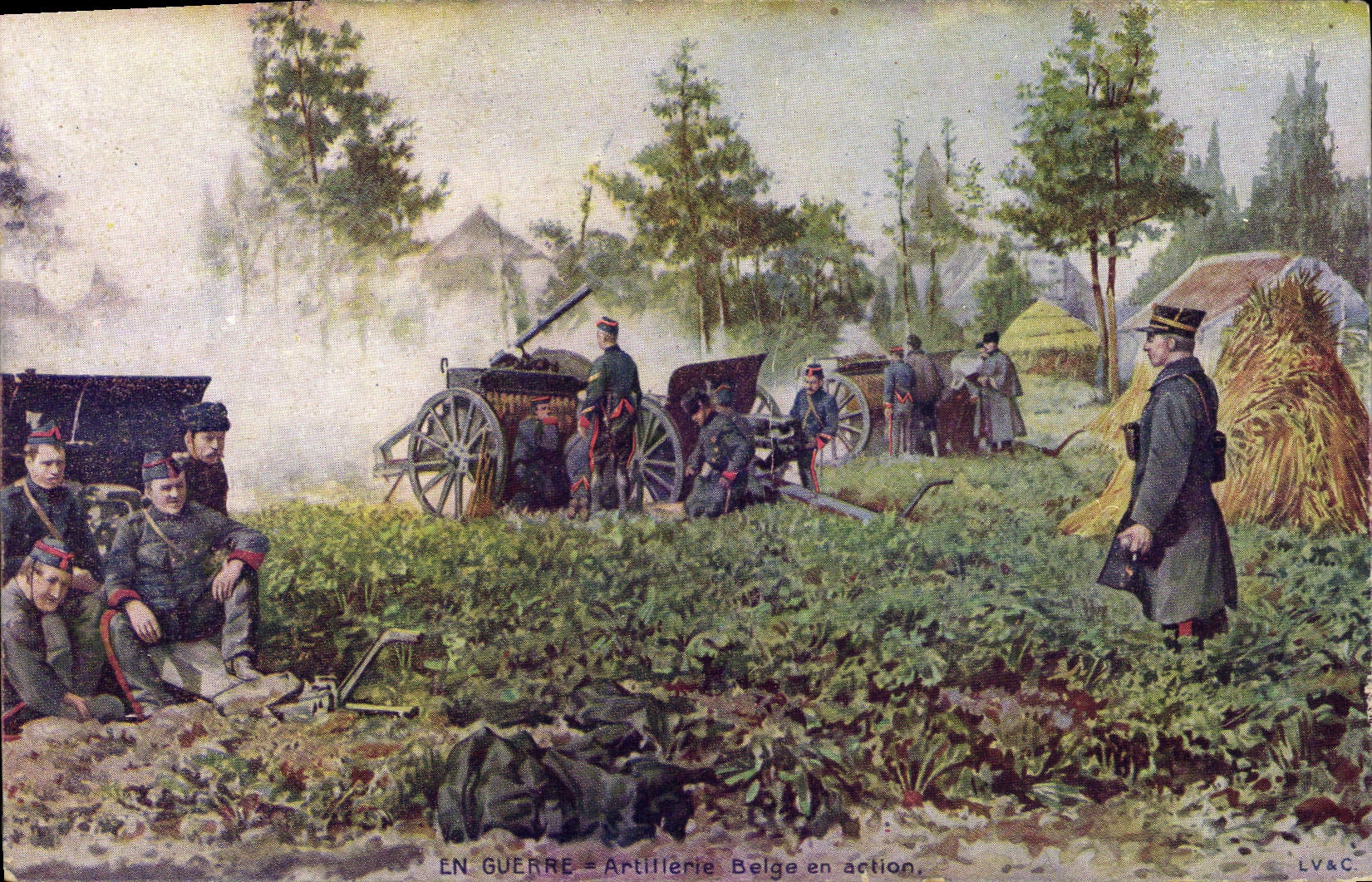 Artillería belga de la POSTAL de la VENDIMIA en la acción de Militaria