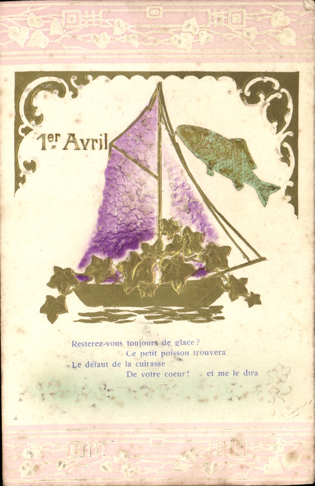 CPA Fantaisie 1er Avril Poisson Bareau