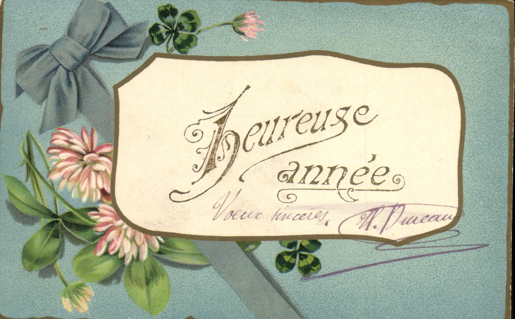 CPA Fantaisie Fleurs Heureuse Annee