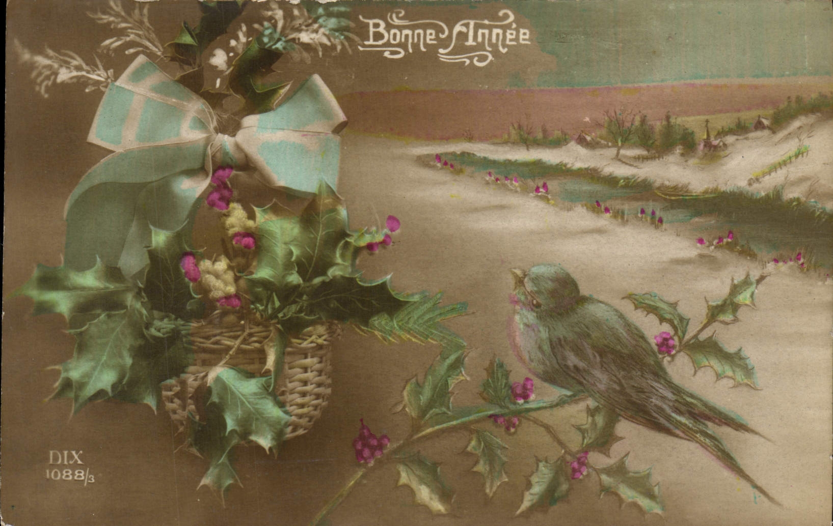 CPA Fantaisie Bonne Annee Oiseau