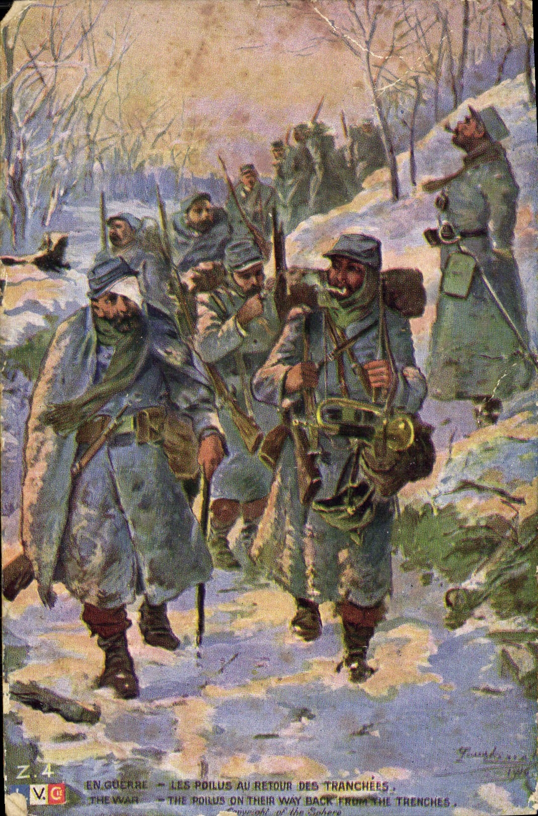 CPA En Guerre Les Poilus Au Retour des Tranchees Militaria