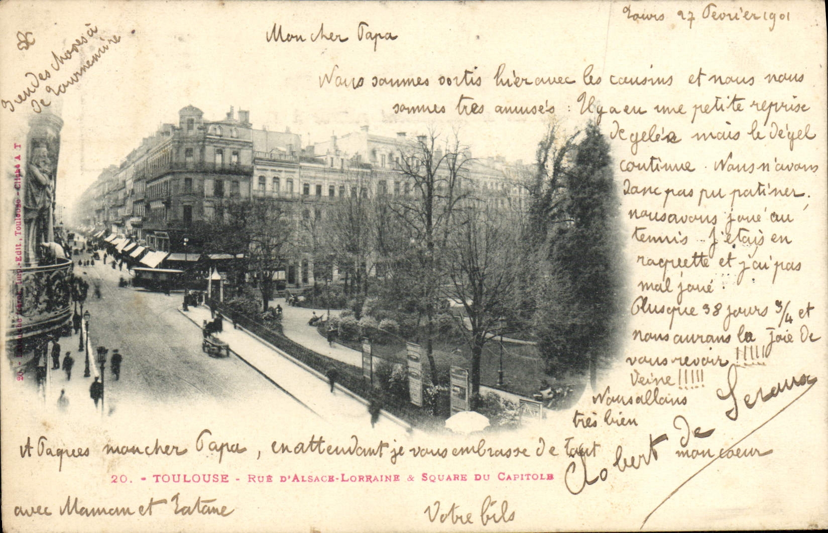 CPA Toulouse Rue D'Alsace et square du Capitole