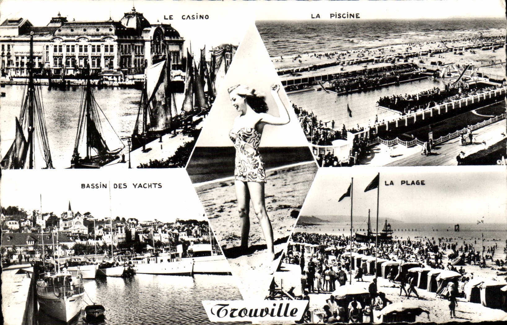 CPM Trouville Le casino La piscine Bassin des Yachts La plage 