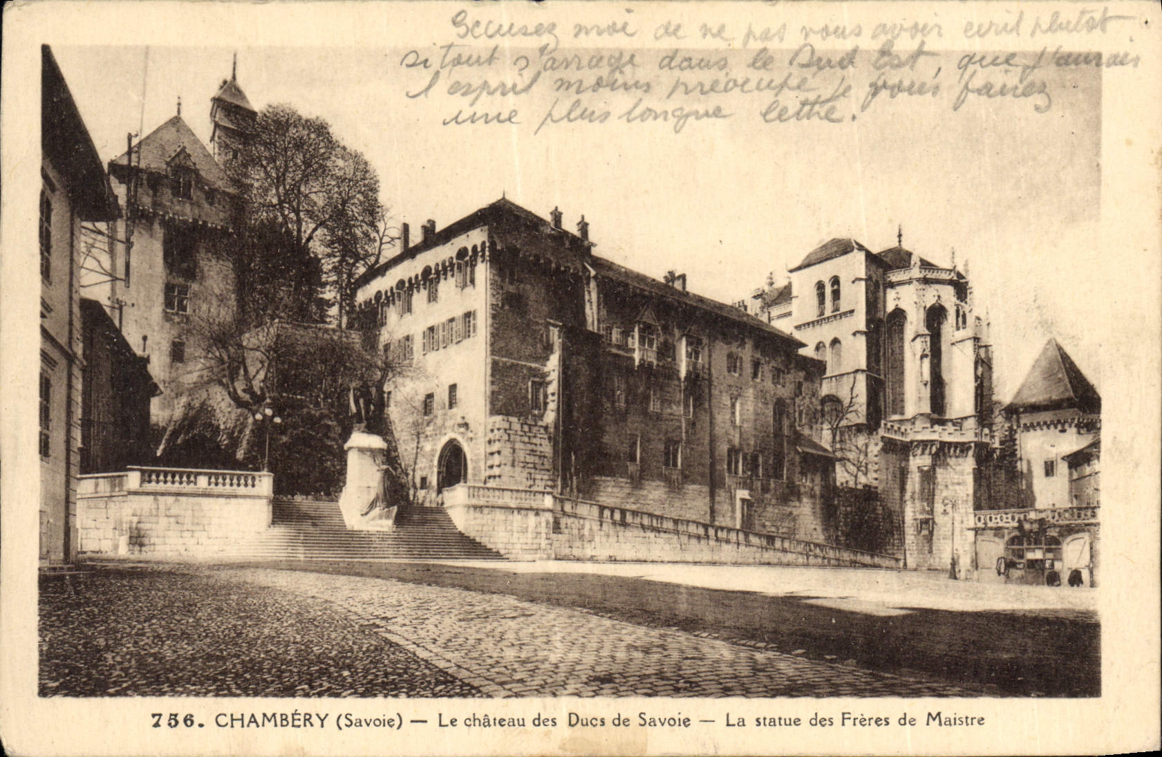 CPA Chambery Le Chateau Des Ducs De Savoie La statue des freres de Maistre