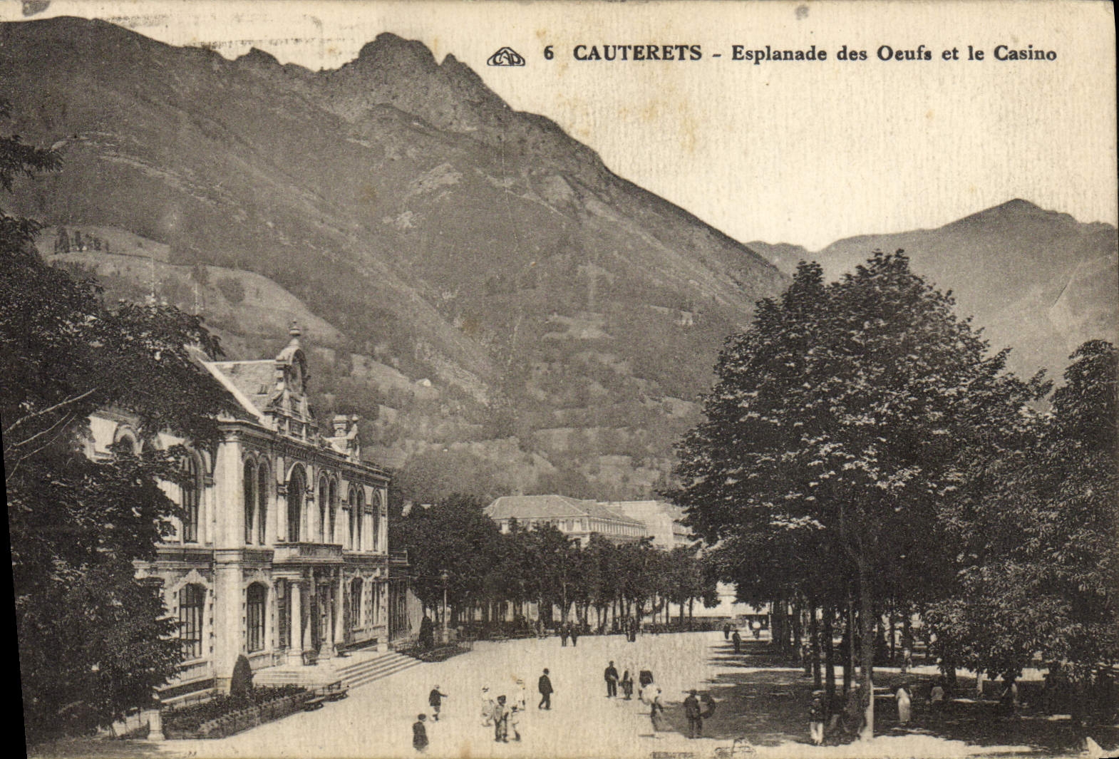 VINTAGE POSTCARD Cauterets Esplanade Of Eggs And the Casino Daguin Seal