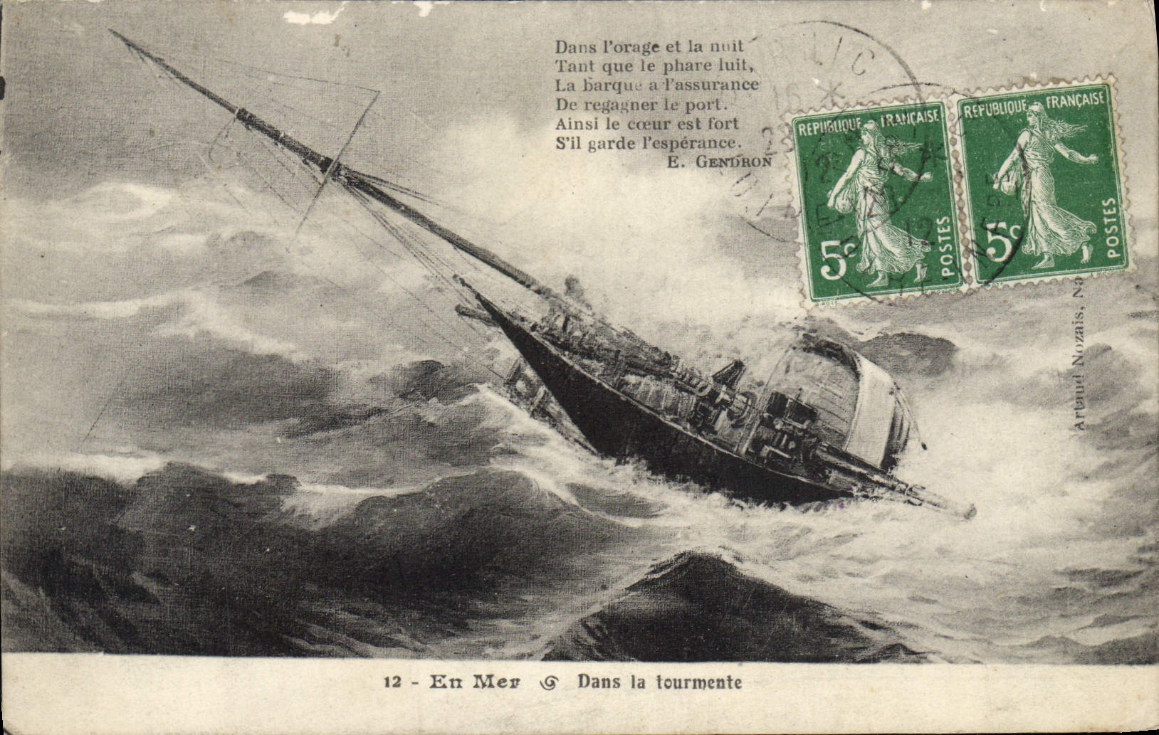 CPA En Mer Dans La Tourmente Bateau