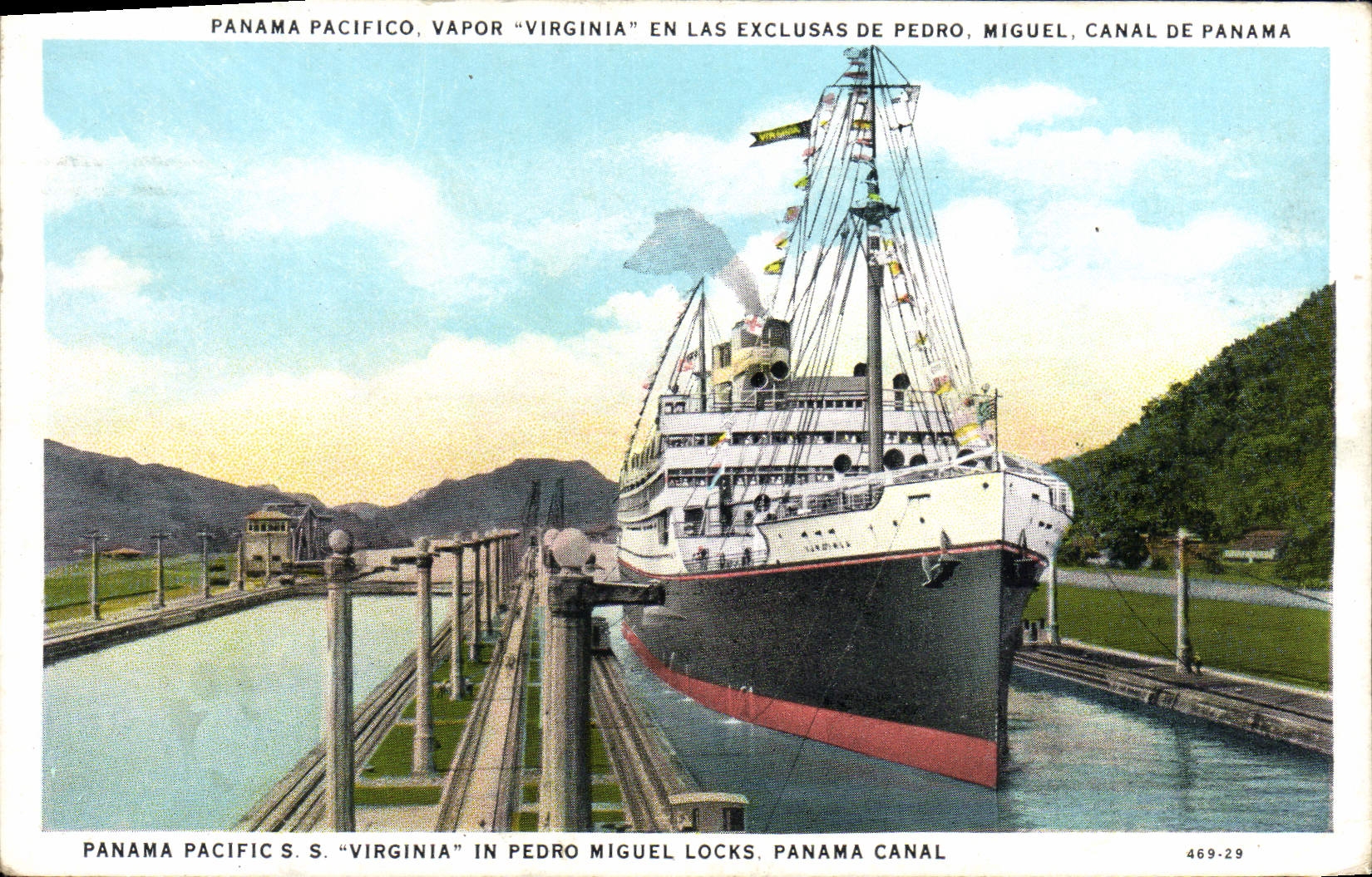 CPA Panama Pacifico Vapor Virginia En Las Exclusas de Pedro Miguel Can de Panama