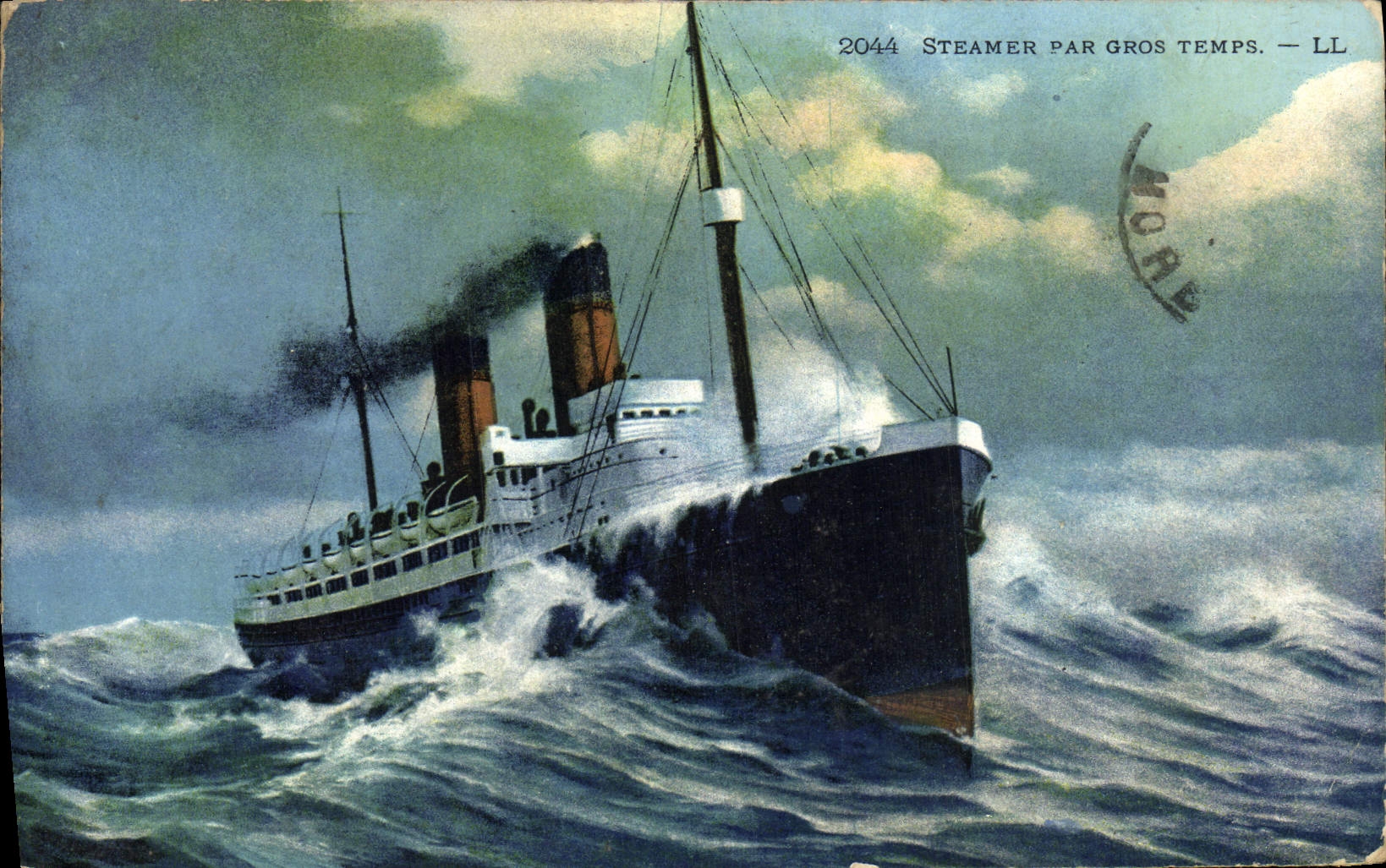 CPA Steamer Par Gros Temps Bateau