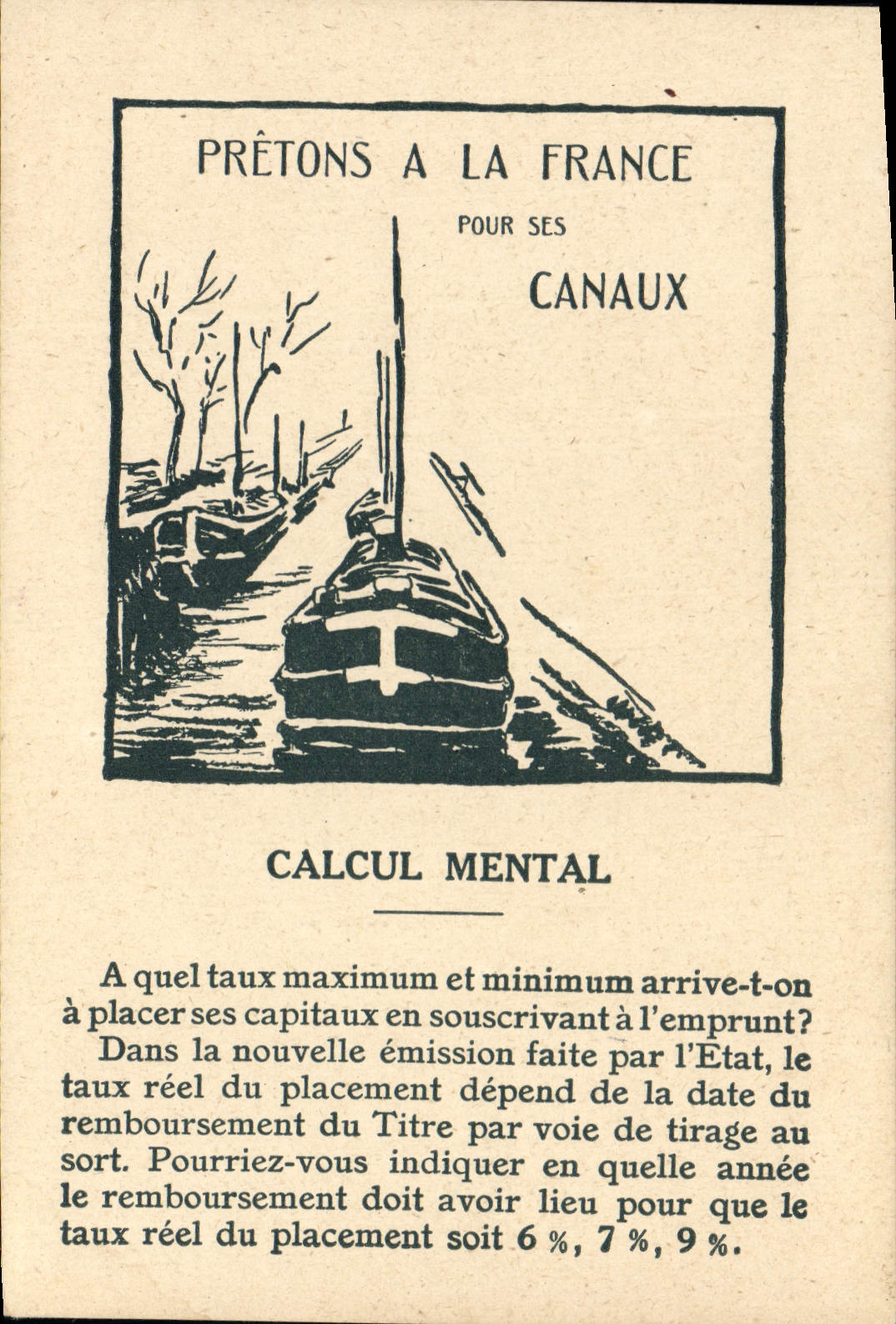CPA Calcul Mental Pretons pour la France pour ses canaux