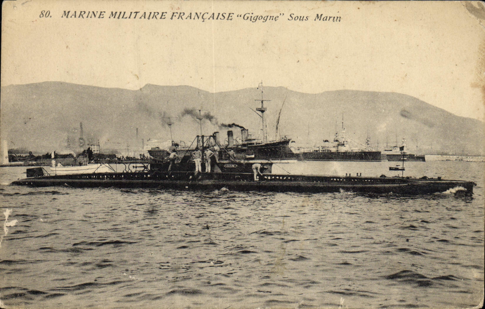 CPA Marine Militaire Francaise Gigogne Sous Marin 