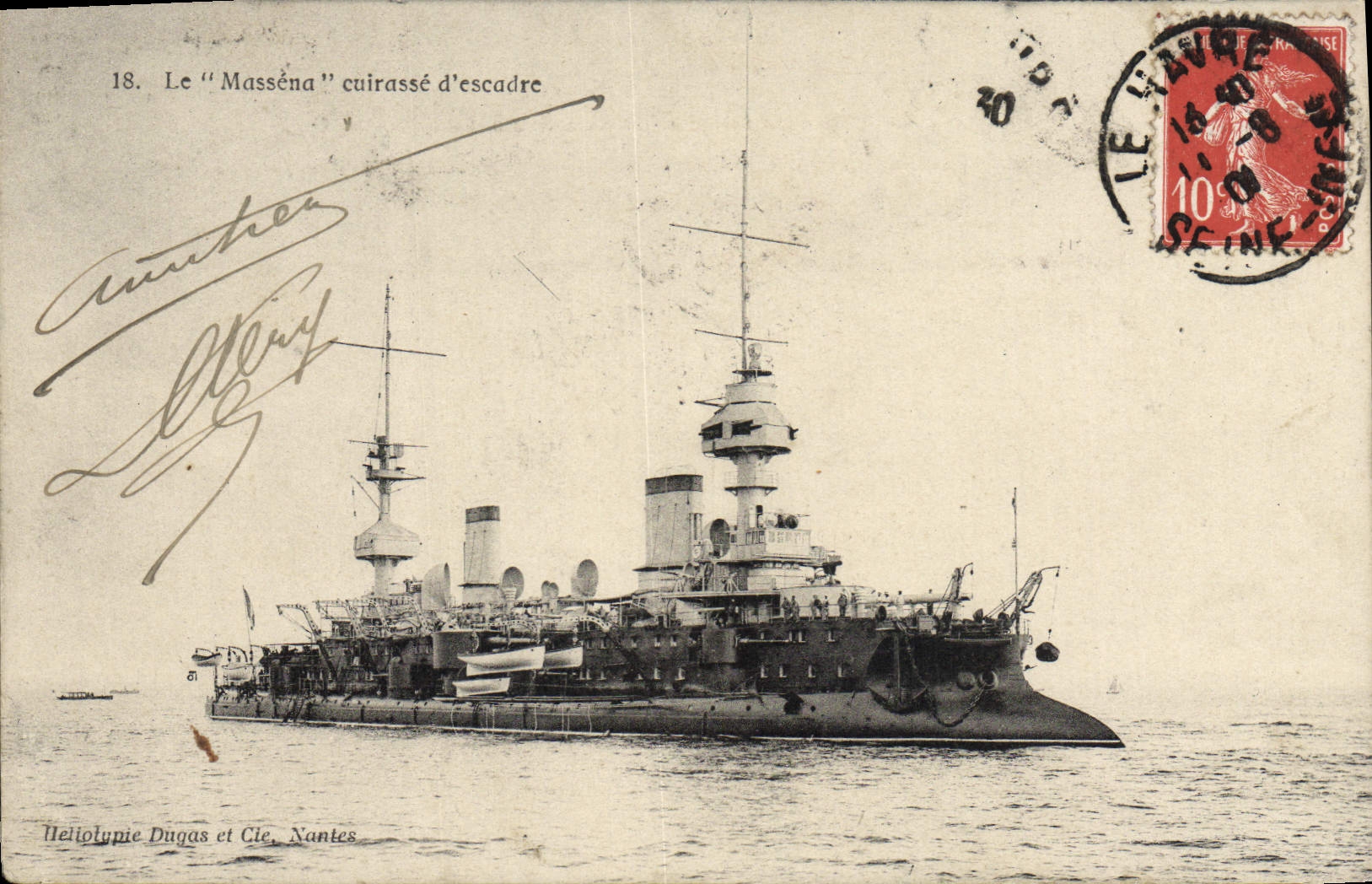 CPA Le Massena Cuirasse d'escadre Bateau
