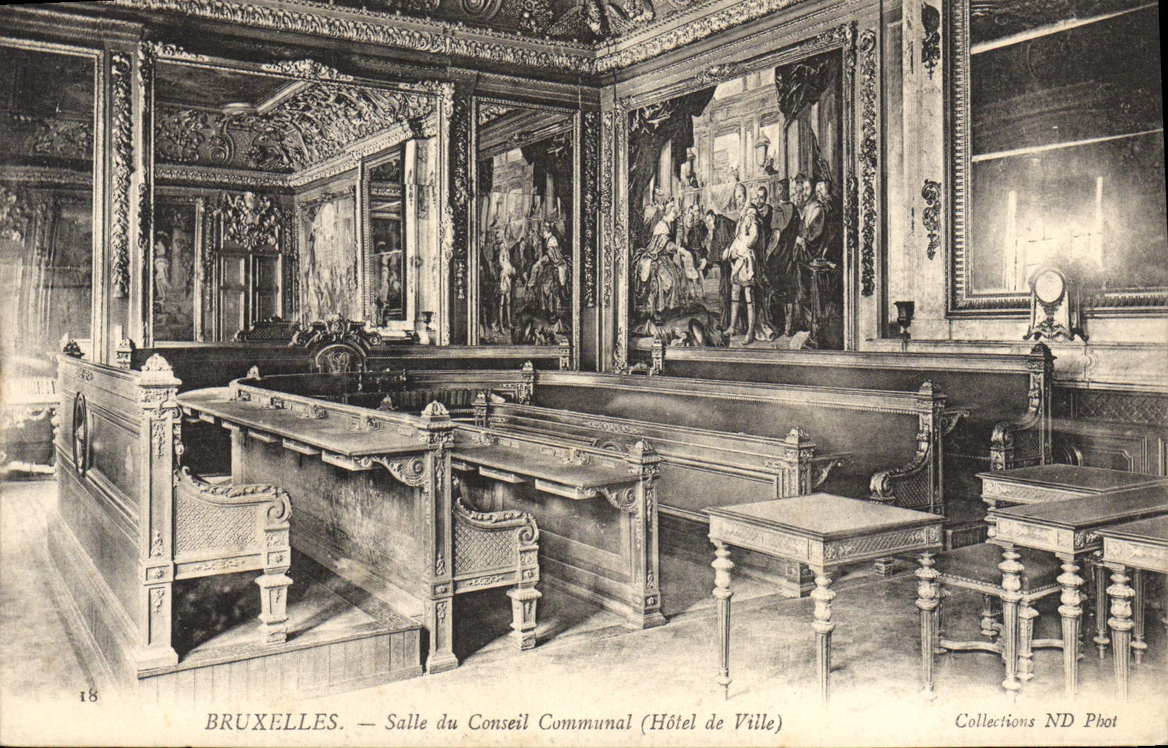 CPA Bruxelles Salle du Conseil Communal Hotel de ville