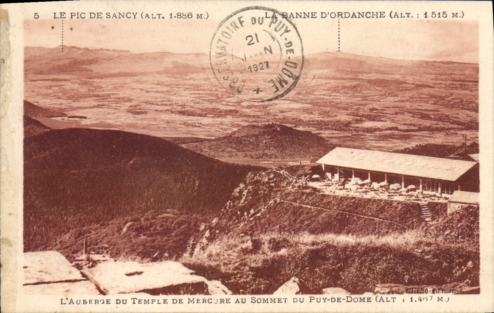 CPA Pic de Sancy La Banne d'Ordanche L'auberge du temple de Mercure au sommet du Puy de Dome