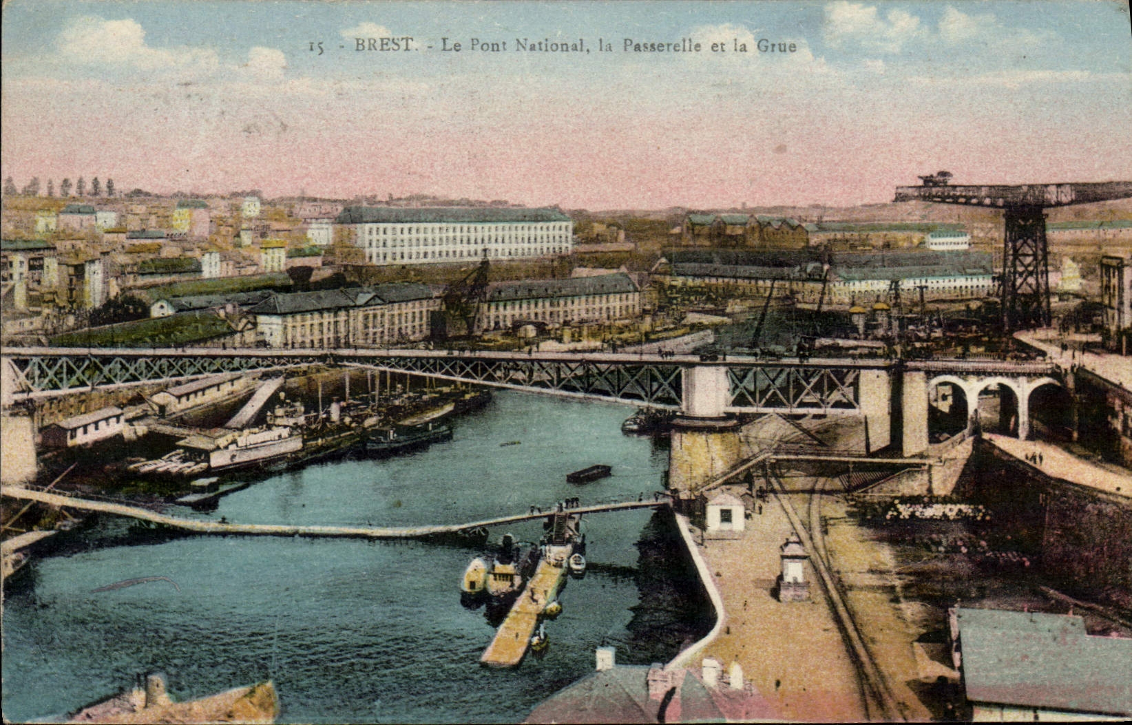 CPA Brest Le Pont National La Passerelle et la Grue