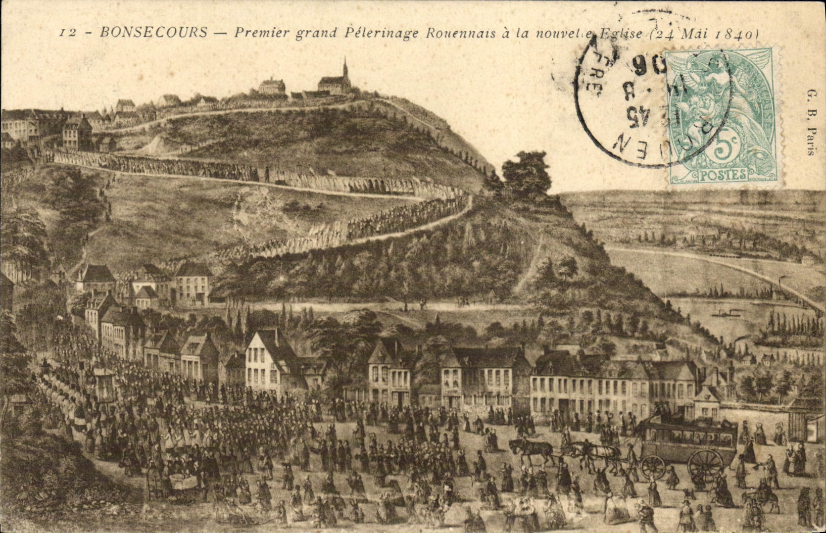 CPA Bonsecours Premier Grand Pelerinage Rouennais a la nouvelle eglise