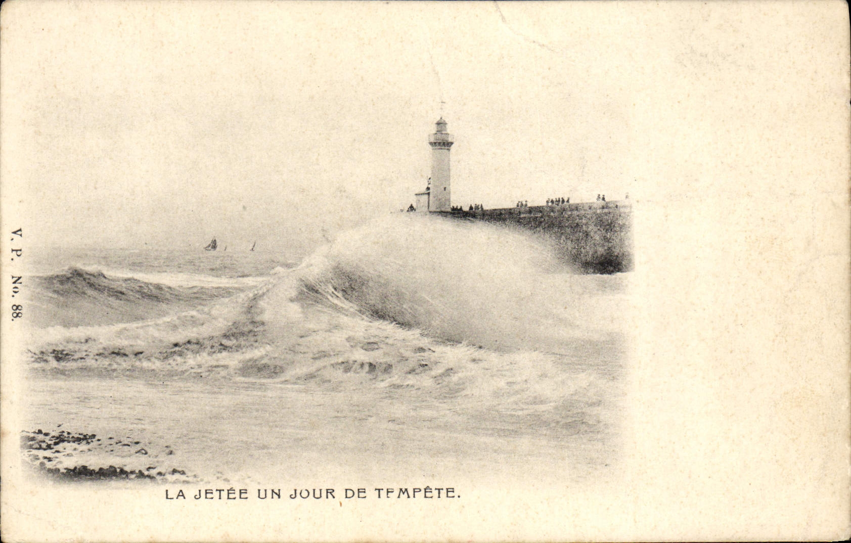 CPA La Jetee Un Jour De Tempete Phare