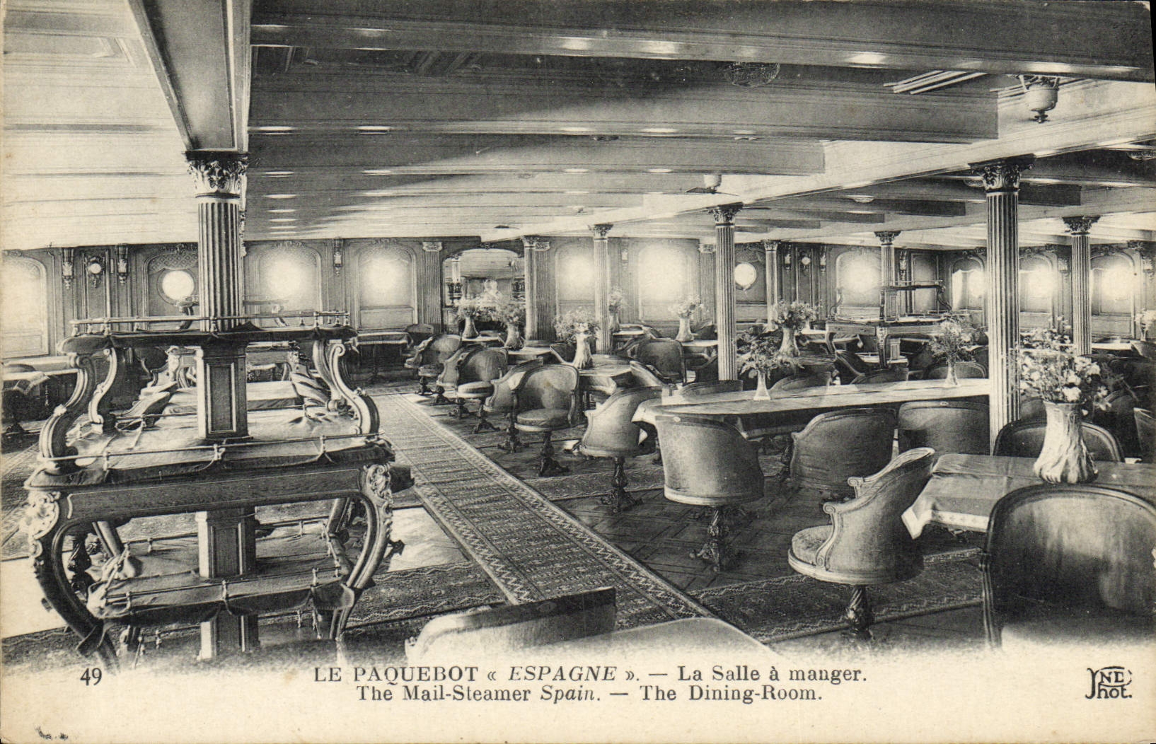 CPA Le Paquebot Espagne La Salle a Manger Bateau