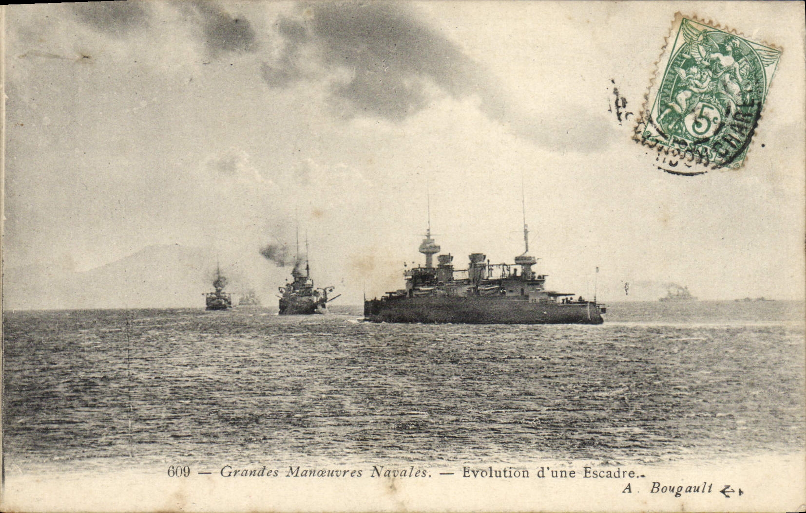 CPA Grandes Mannoeuvres Navales Evolution d'une escadre Bateau