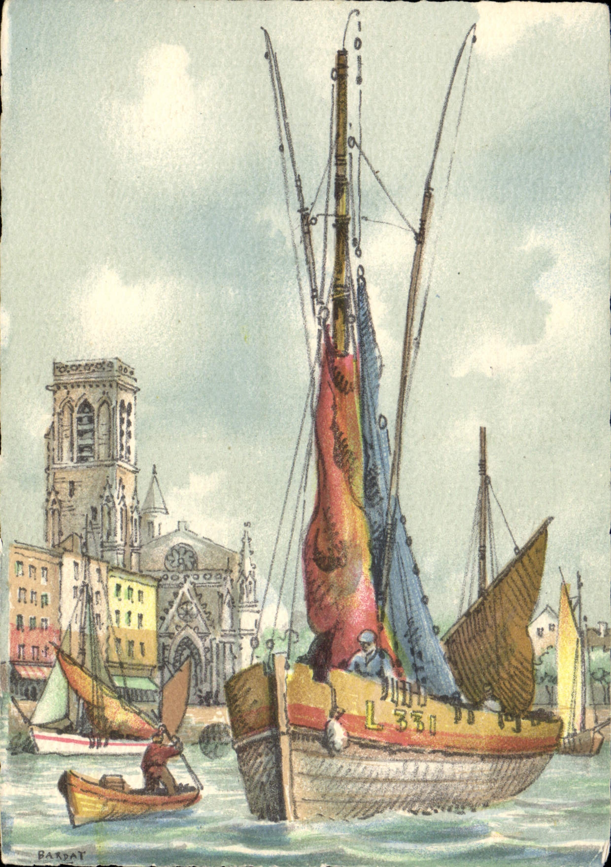 CPA Bateau de peche Voilier 