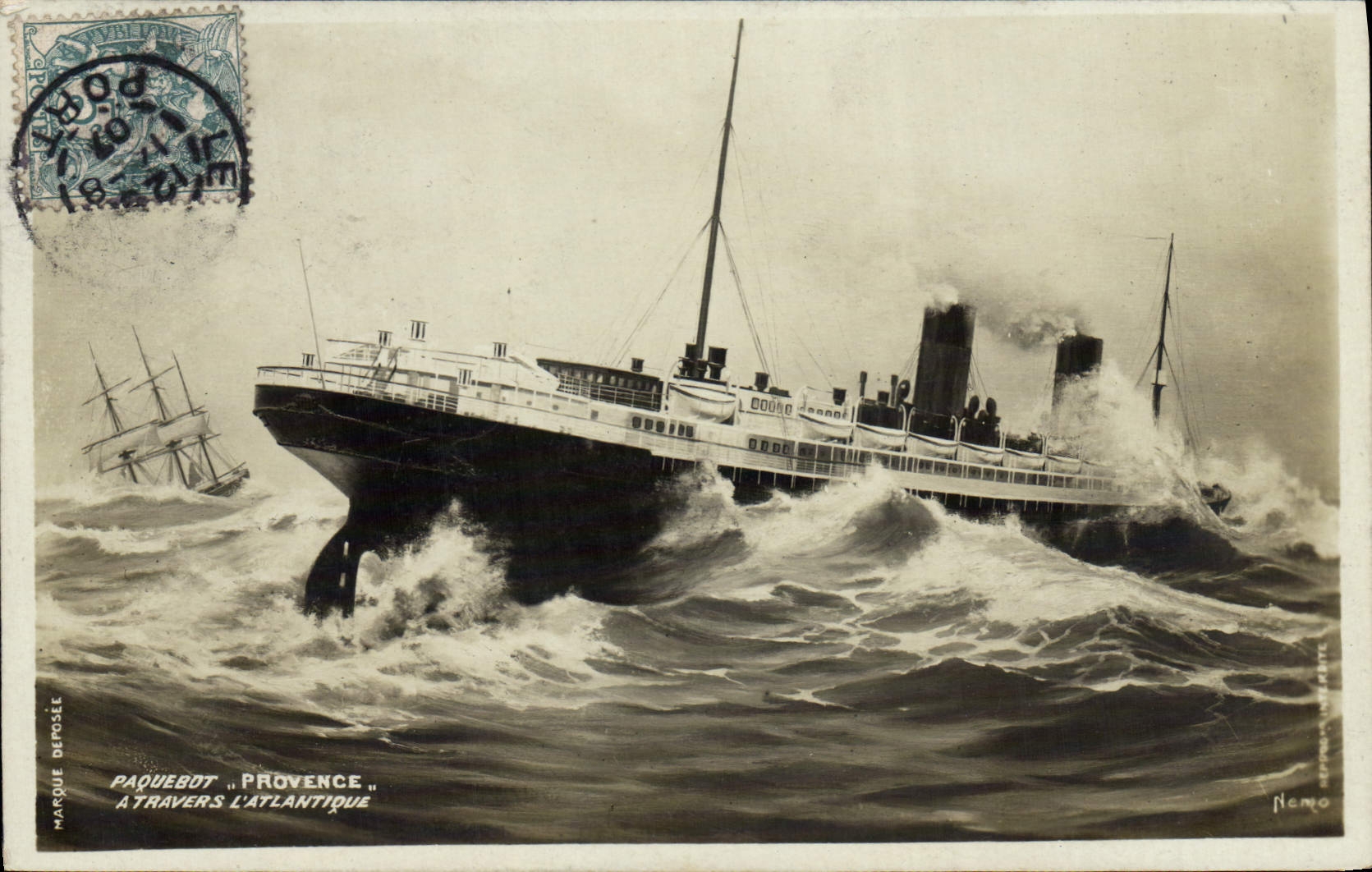 CPA Paquebot Provence a travers l'Atlantique