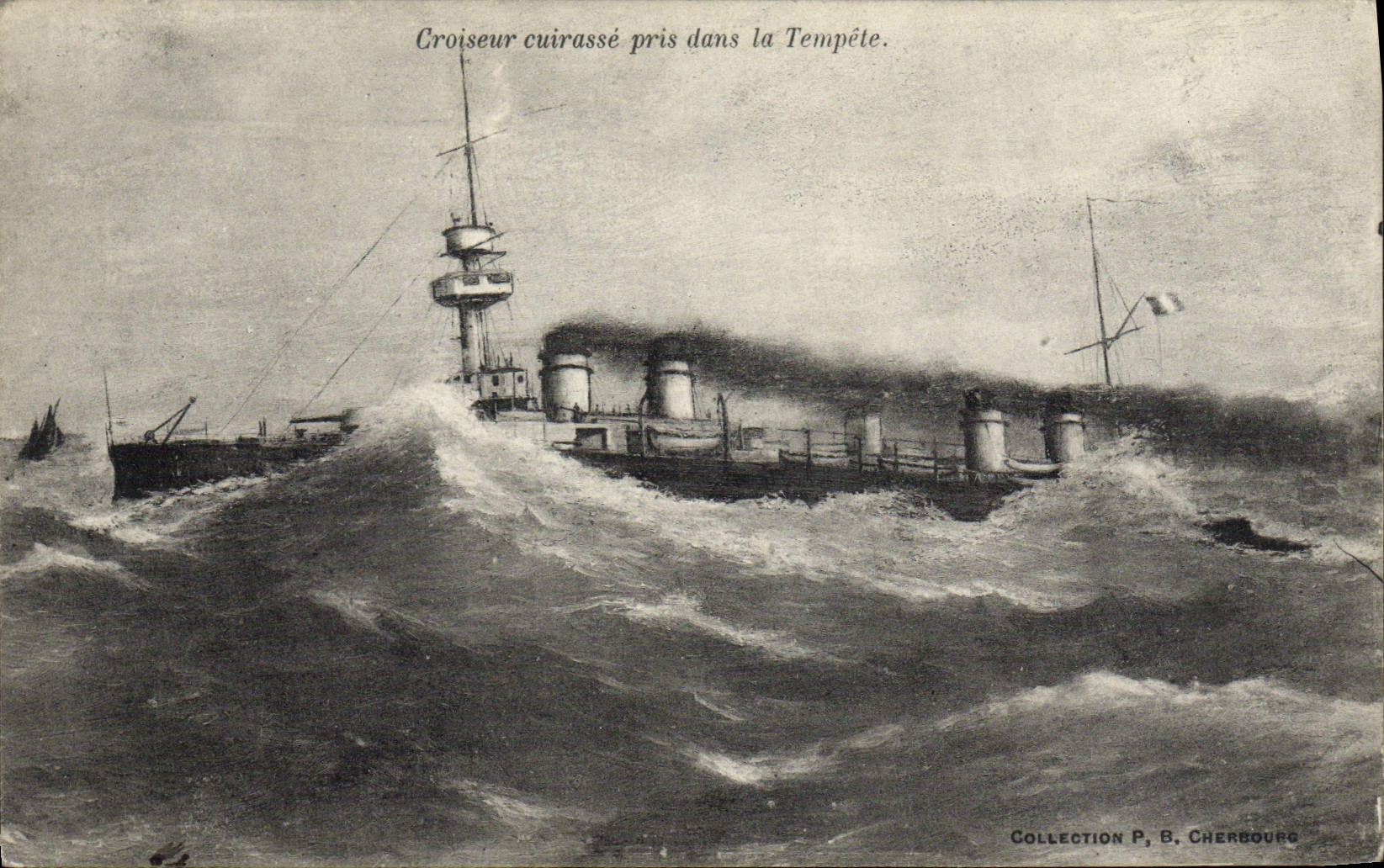 CPA Croiseur Cuirasse Pris Dans la Tempete