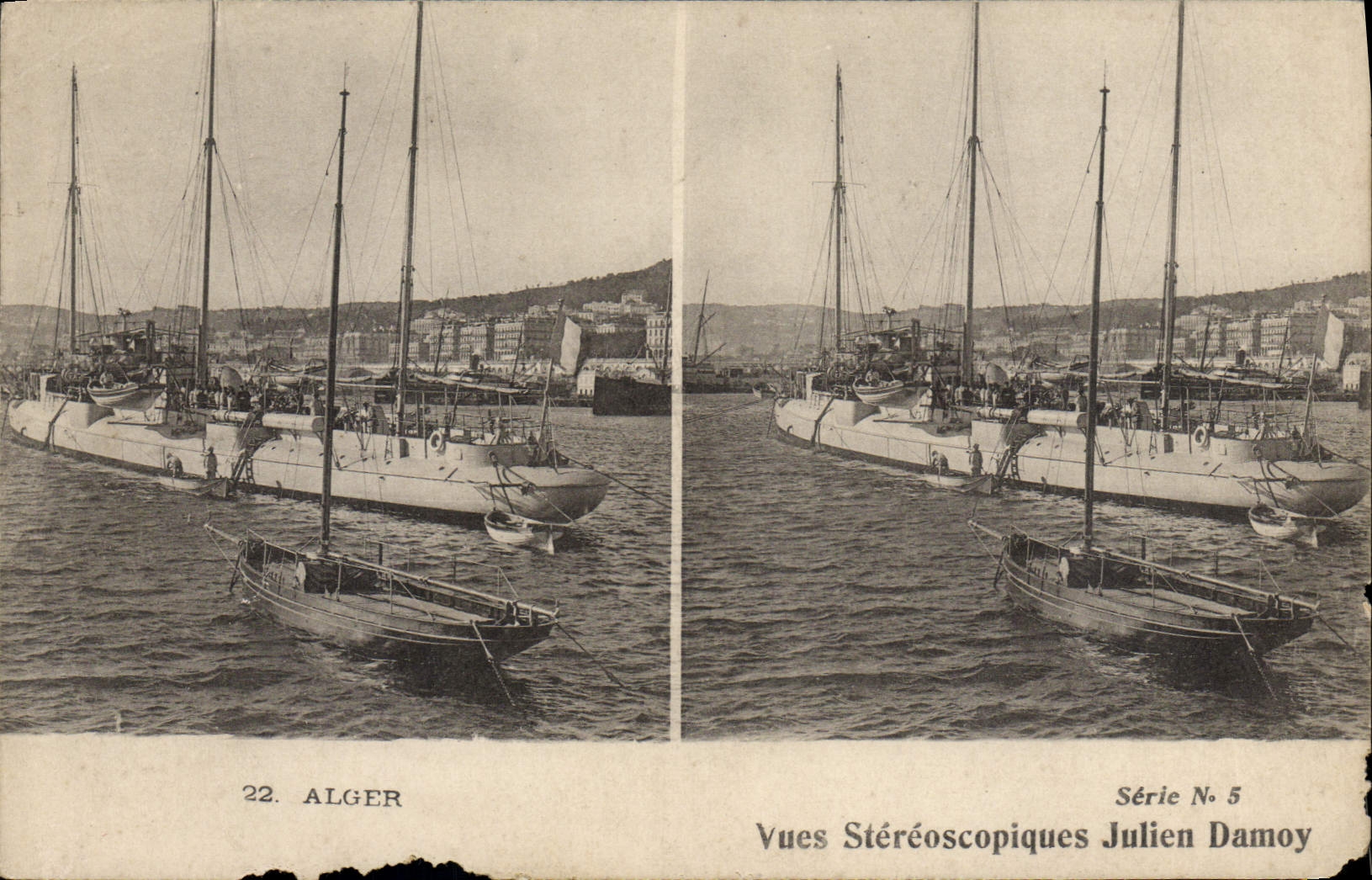 CPA Alger Vues Stereoscopiques Julien Damoy Bateaux