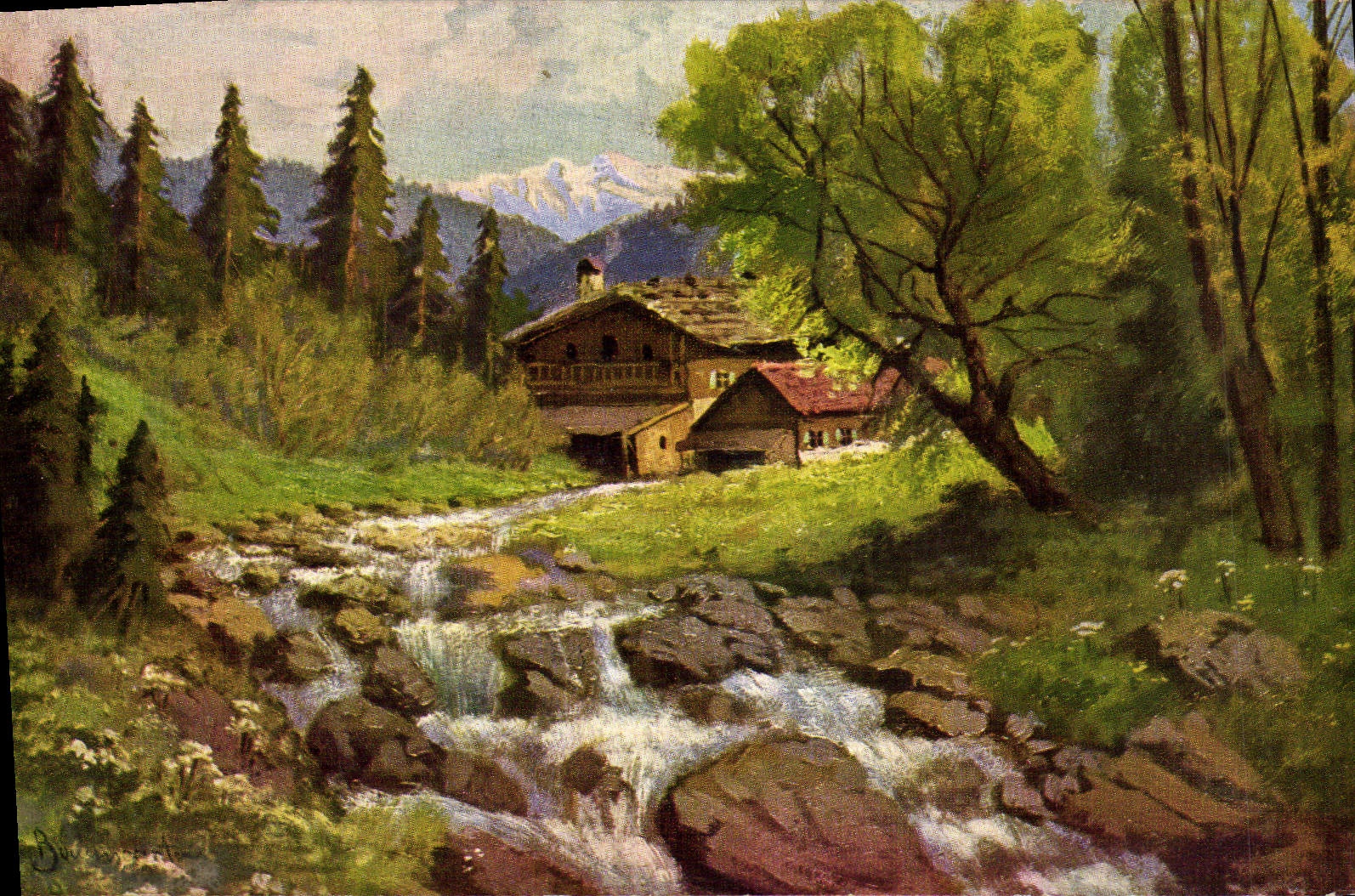 VINTAGE POSTCARD Country cottage