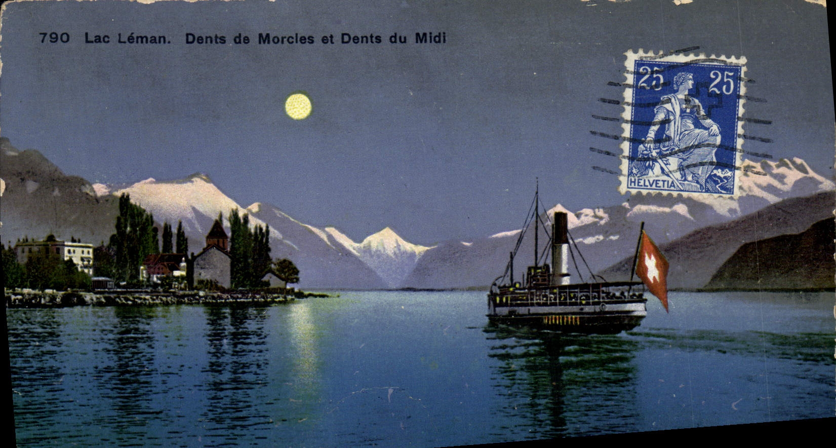 CPA Lac Leman Dents De Morcles Et Dents Du Midi Bateau