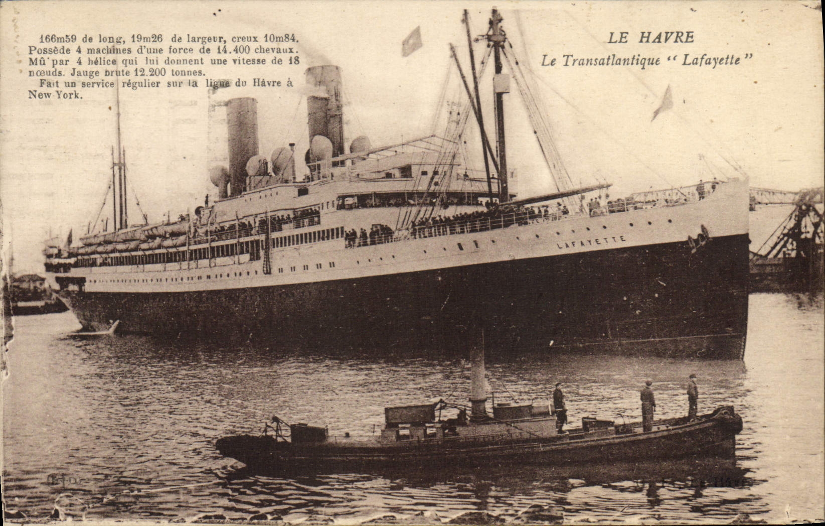 CPA Le Havre Le Transatlantique Lafayette Bateau