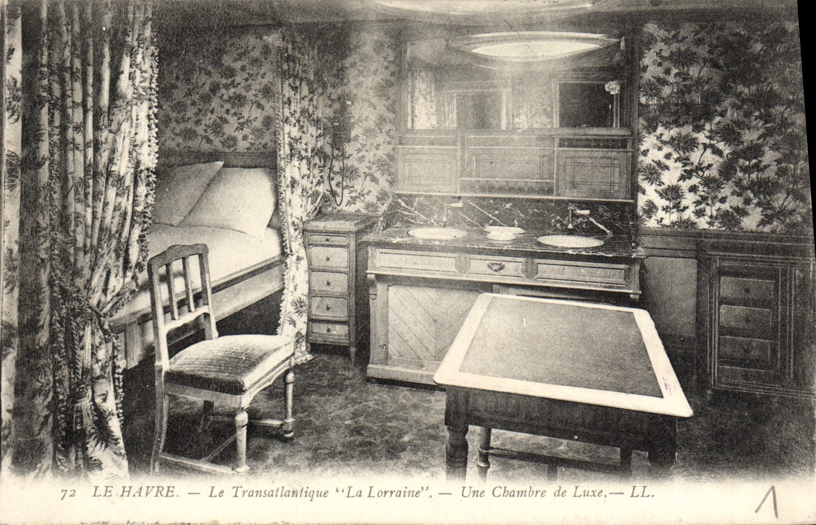 CPA Le Havre Le Transatlantique La Lorraine Une chambre de luxe Bateau