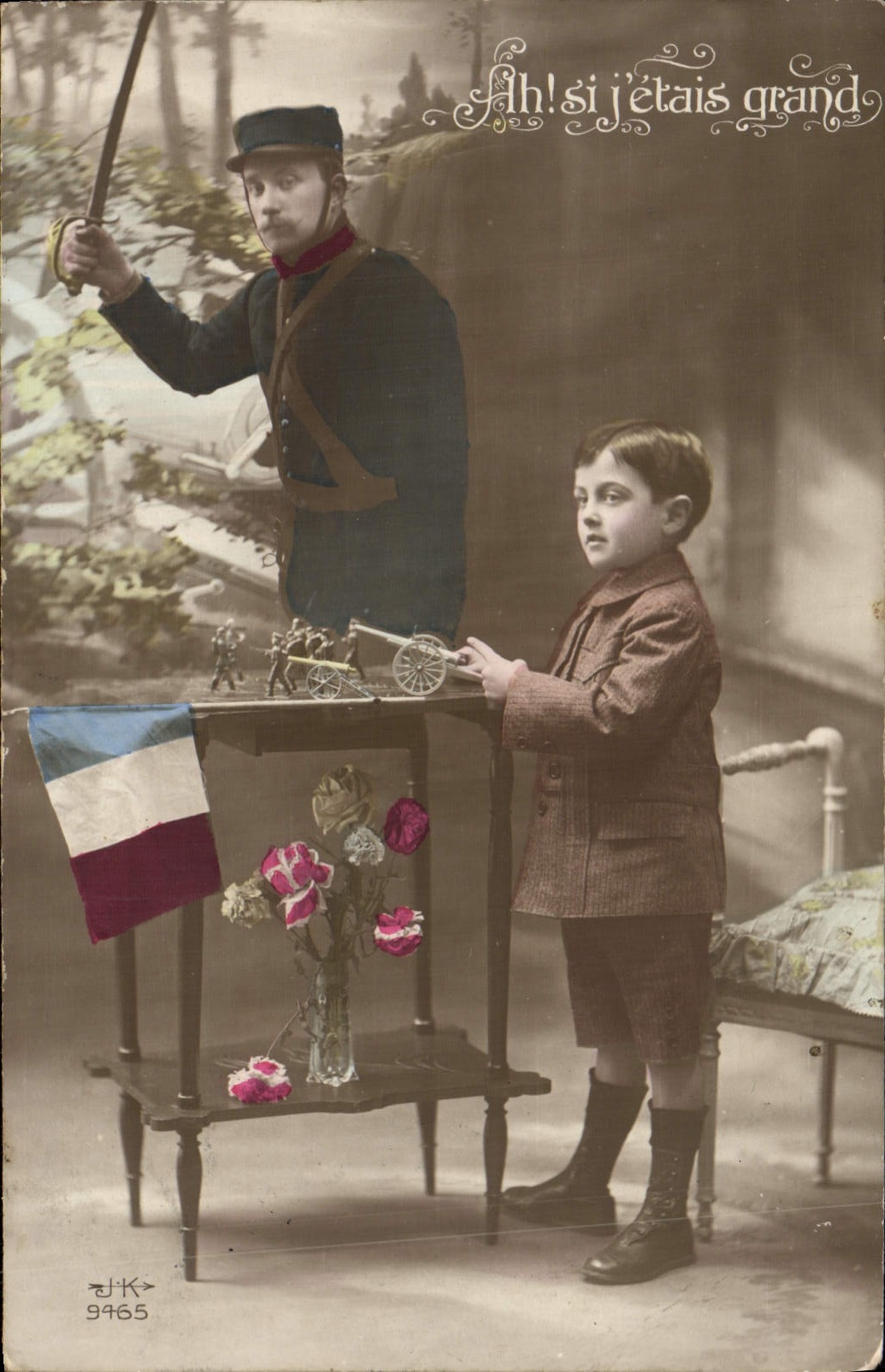 VINTAGE POSTCARD Ah If I were Grand Militaria Child