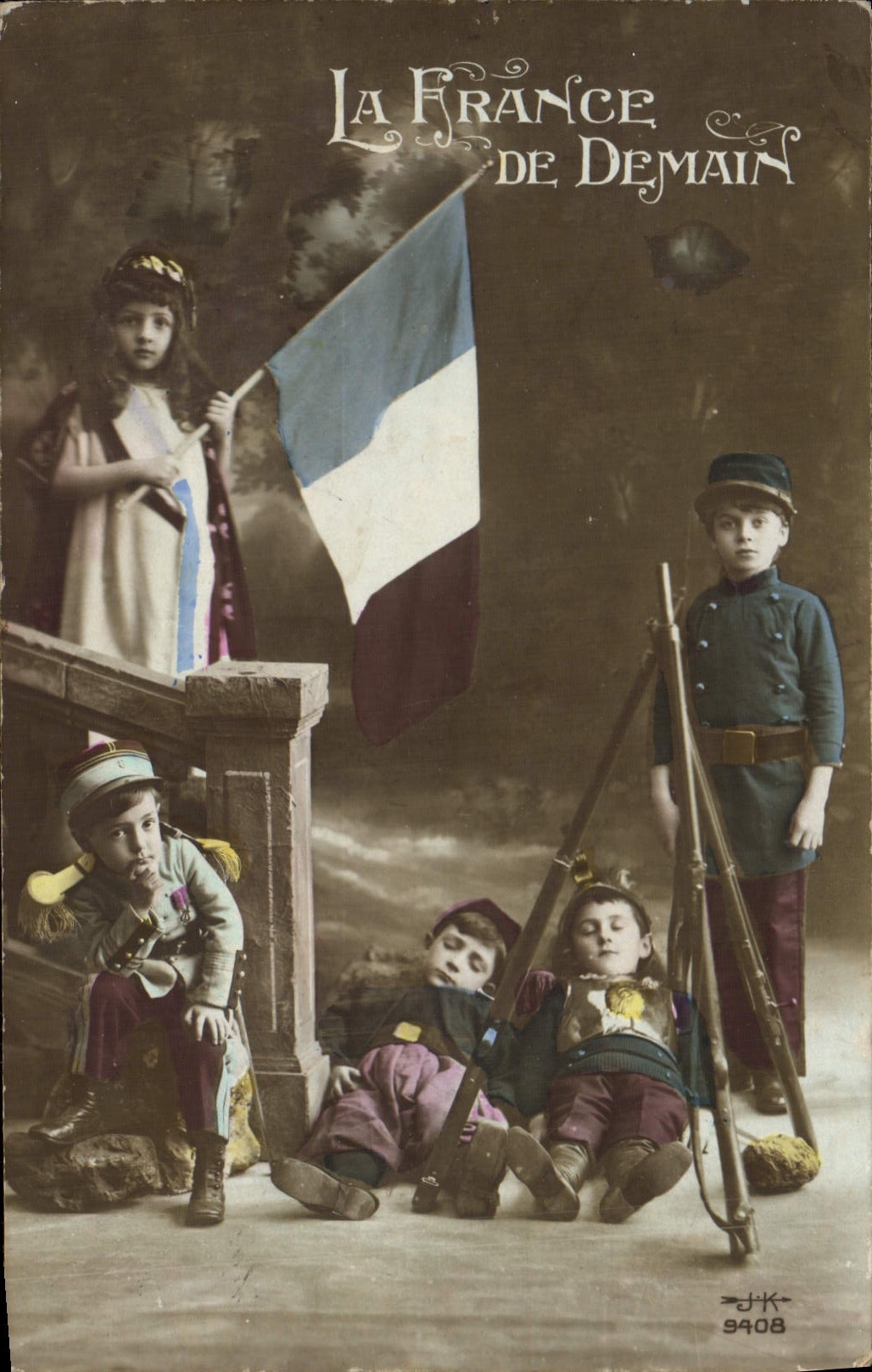 VINTAGE POSTCARD France Of Tomorrow Militaria Children