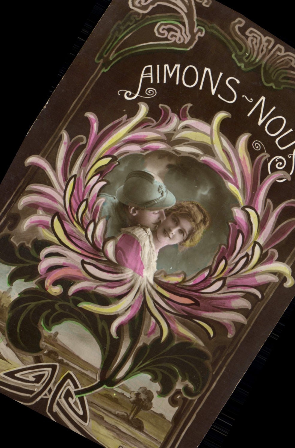 VINTAGE POSTCARD Homme Soldier Militaria Femme Let us like