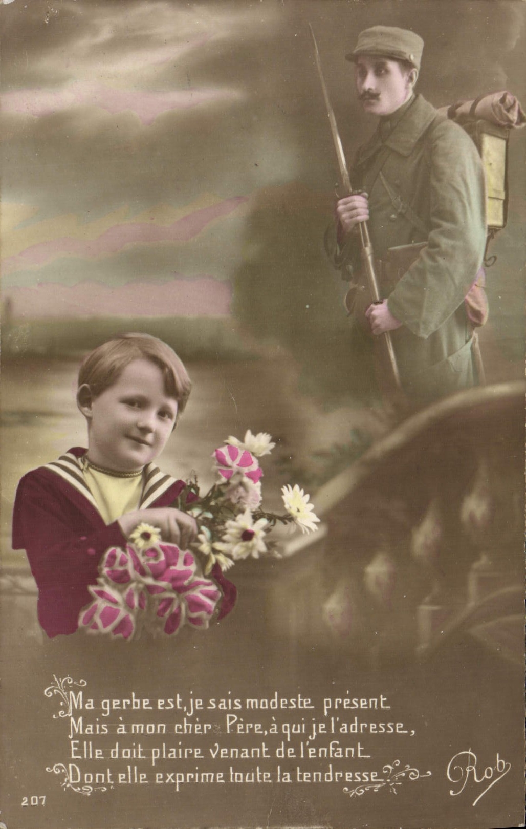 VINTAGE POSTCARD My Sheaf Is I Know Modeste Present Militaria