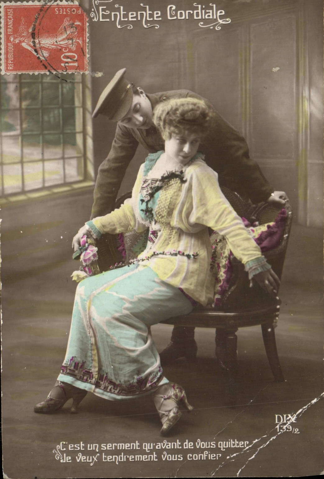 VINTAGE POSTCARD Harmony Militaria Woman