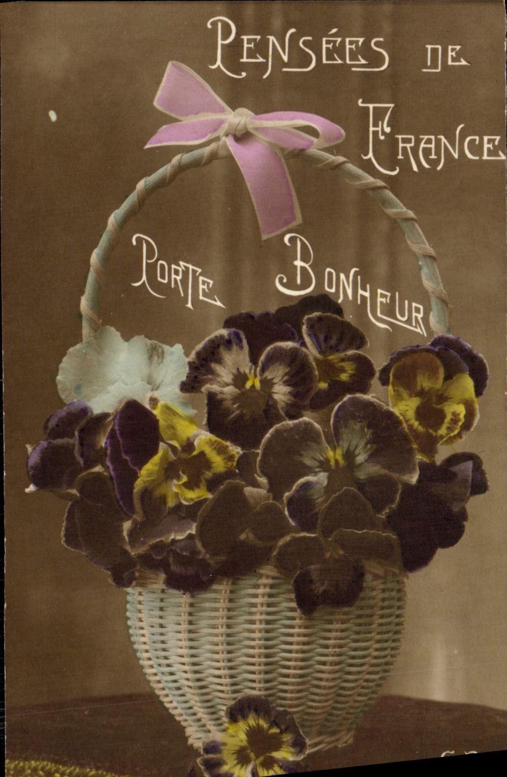 VINTAGE POSTCARD Thought Of France Flowers