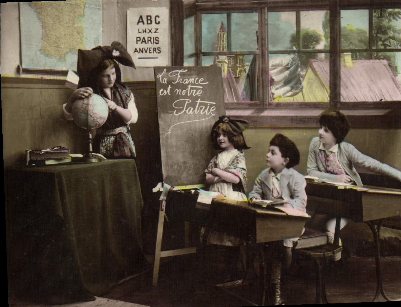 VINTAGE POSTCARD ABC Alsace Schoolboys Children